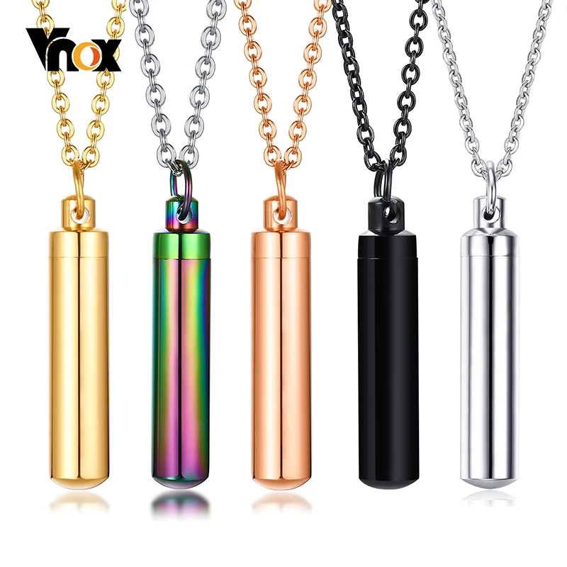 Vnox минималистский урны кремации ожерелья для Для мужчин женщин полая трубка