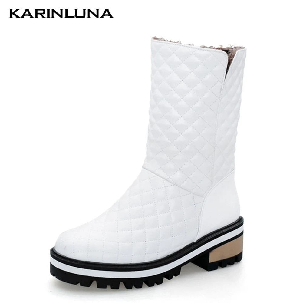 Karinluna/ г. Высокое качество, большие размеры 43, Нескользящие водонепроницаемые уличные зимние сапоги женская обувь женские теплые плюшевые российские зимние сапоги