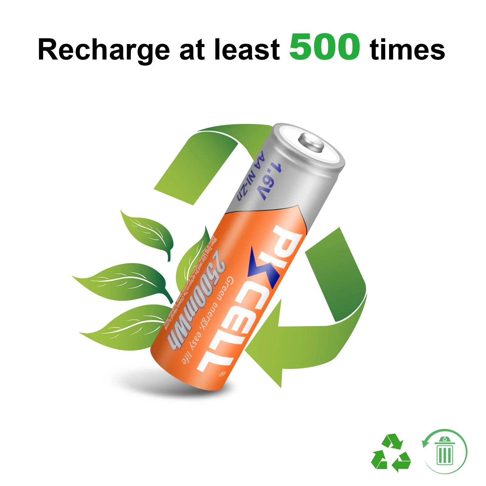 

4PC 2500mWh 1.6V Ni-Zn AA Rechargeable Batteries 2A high voltage 500 cycle times with 1PC aa battery hold case