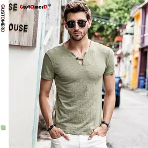 Футболка gustomeper мужская с V-образным вырезом, модная тенниска с короткими рукавами, повседневная майка для фитнеса, лето