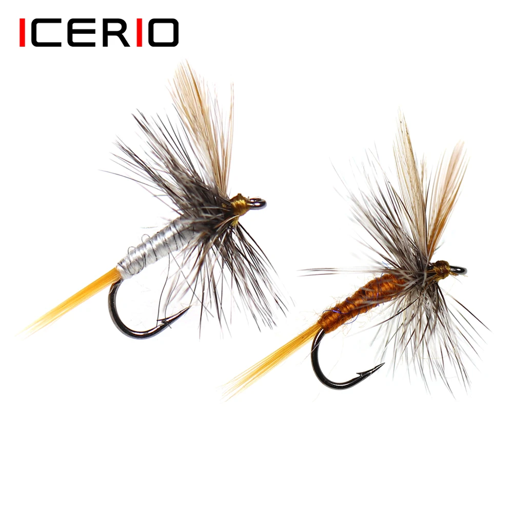 

ICERIO 6 шт. сухая мушка Adams для взрослых Mayfly Летающая приманка Caddis или Midge для Форели Приманка для рыбалки нахлыстом