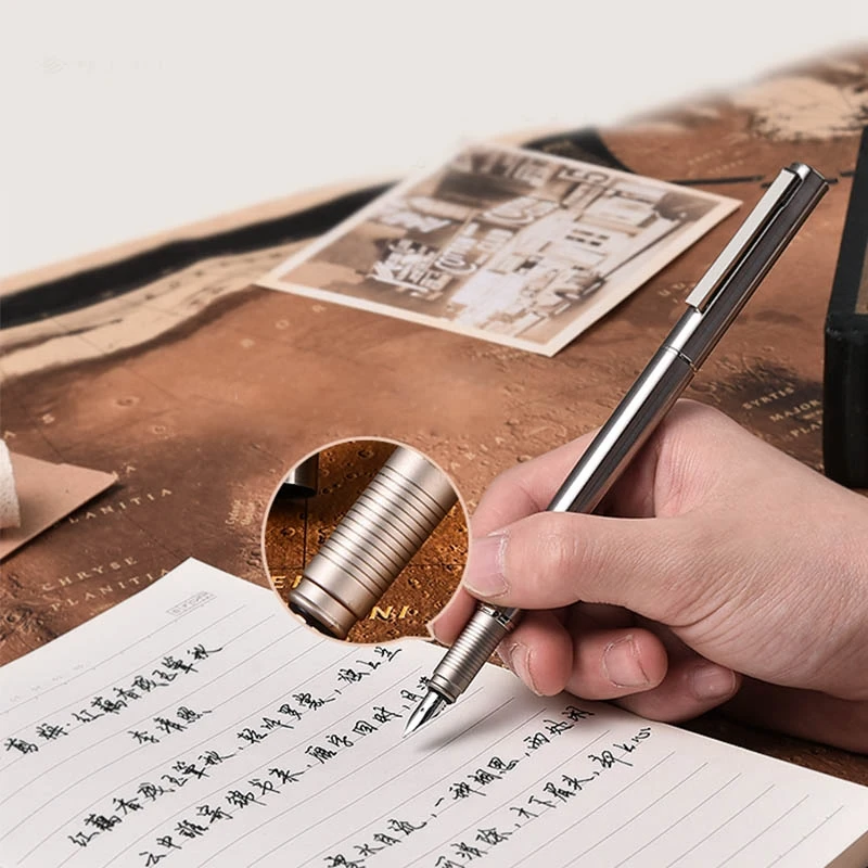 HongDian, 516 S, авторучка из нержавеющей стали, тонкий перьевая ручка, ретро серебро, для студентов, офиса, практичные принадлежности, ручки для письма, канцелярские принадлежности, подарок