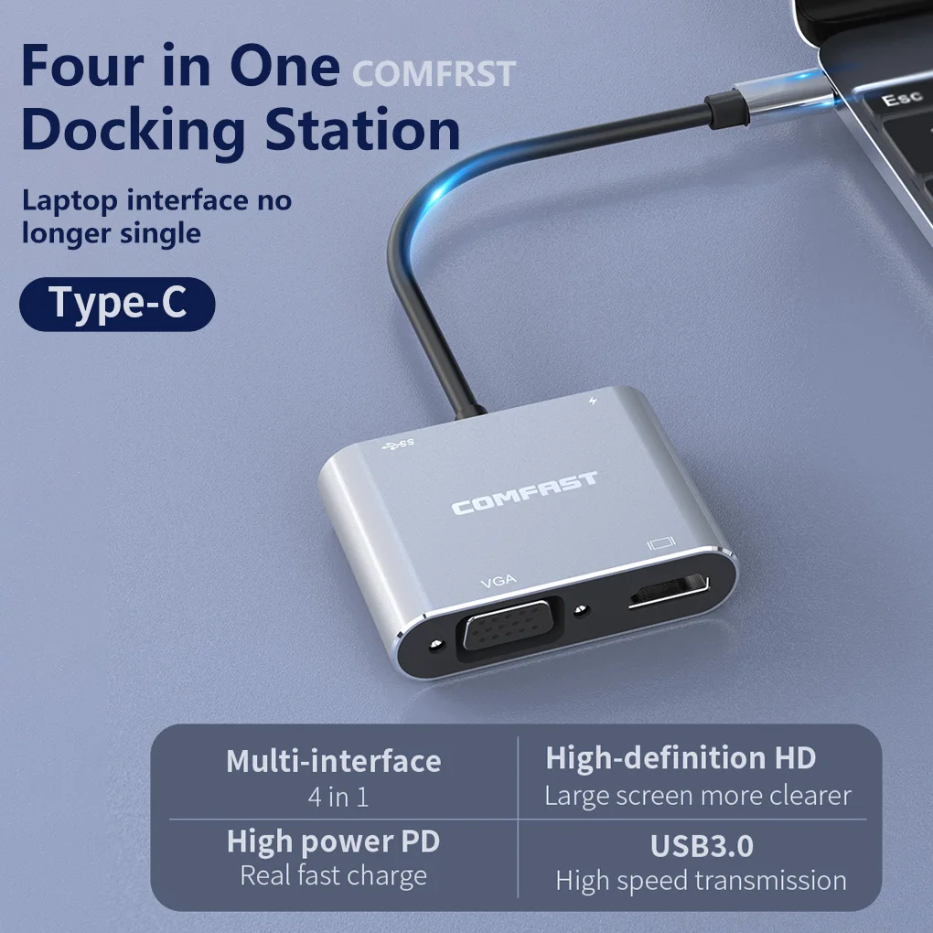 

Type-C to 4K HDMI-compatible VGA USB C 3.0 Hub Adapter for MacBook Nintendo Samsung S20 Dex Huawei P30 Dock Xiaomi 10 TV