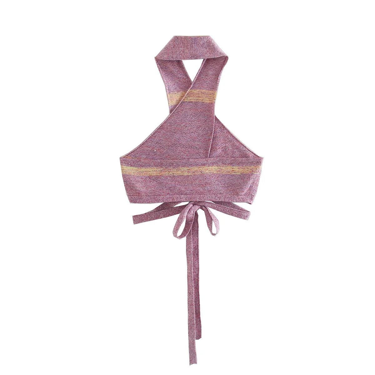 

2021 Women Fashion With Tie Printed Cross Straps Cropped Tank Tops Sexy Strapless Backless Slim Fitted Female Camis Chic Tops