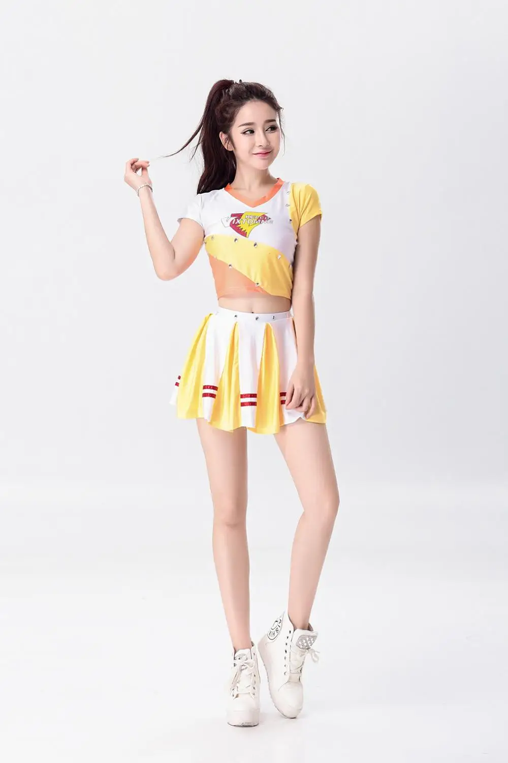 

Orange color Classic Pure School Girl Costume Cheerleader Dirndl Korean Japanese NOWCOS Sexy Cosplay School Uniform