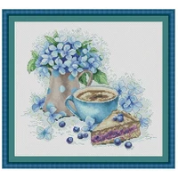 blueberry cake and coffee counted cross stitch 11ct 14ct 18ct diy chinese cross stitch kits embroidery needlework sets
