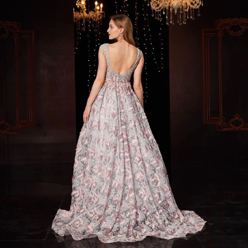 Lakshmigown Lebanon платье торжественные вечерние Цветочные Вечерние платья торжественное платье для званого обеда открытая спина сексуальные женские платья для выпускного вечера Длинные Vestido