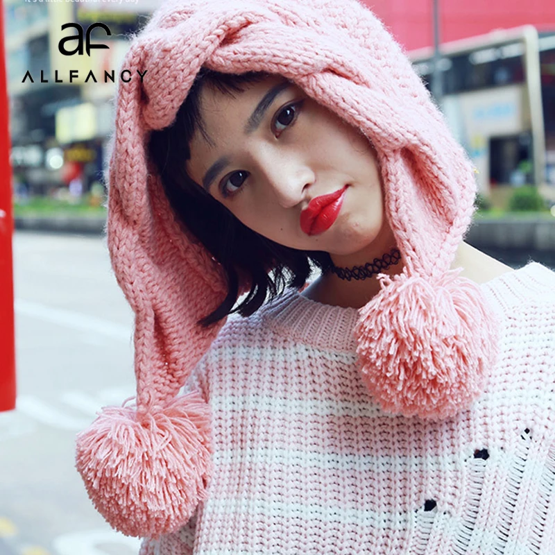 ALLFANCY/Милая шерстяная шапка в Корейском стиле с розовым сердцем для девочек
