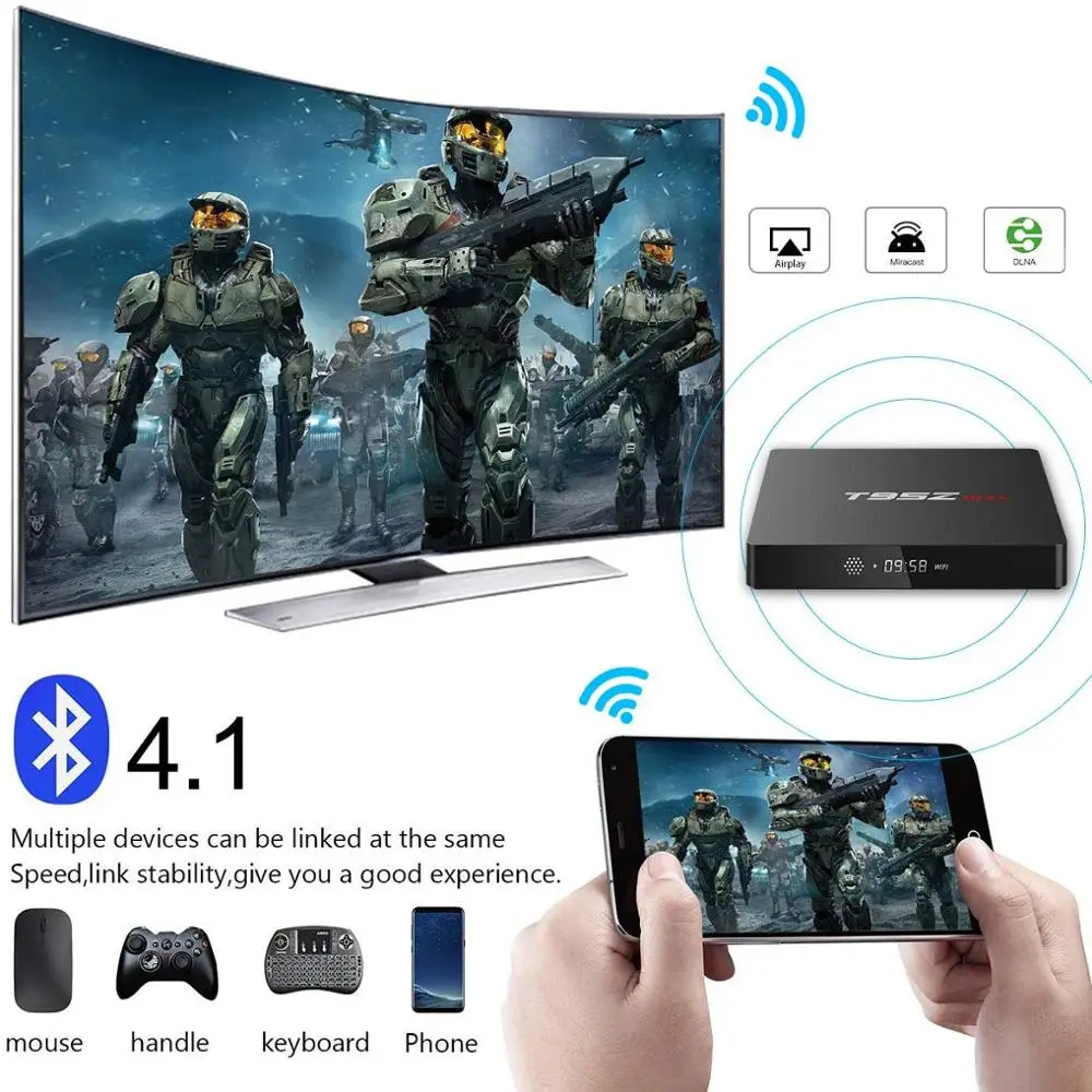 T95Z Max Android tv Box 3 ГБ ОЗУ/32 Гб ПЗУ Amlogic s912 Восьмиядерный смарт ТВ коробка 2 4 ГГц/5 ГГц WiFi
