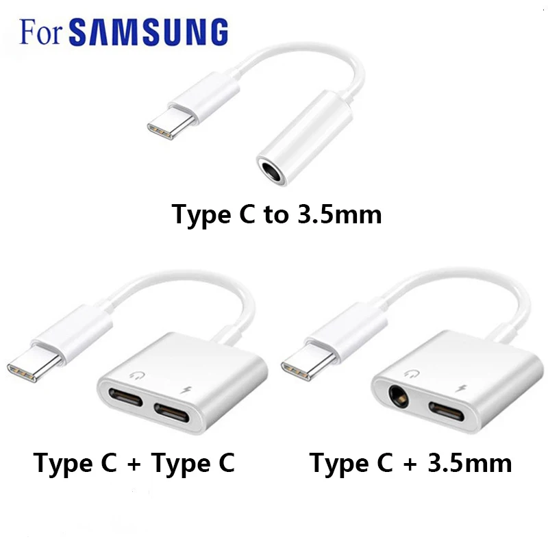 Разветвитель 2 в 1 для Samsung Galaxy S21 S20 Note 20 Ultra 10 Plus Переходник USB Type C с аудиоразъемом 3 5