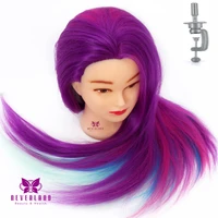 24 100 synthetic fiber colorful hair mannequin head for hairdressers practicing braiding training head dummy doll head