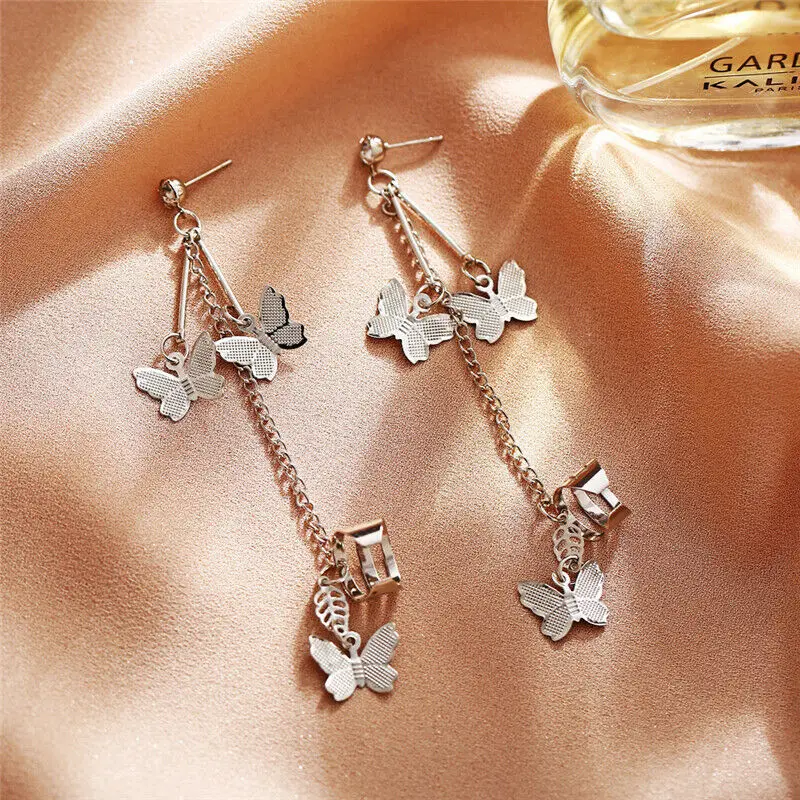 

2021 Fashion Butterfly Clip Earrings Ear Hook Stainless Steel Ear Clips Double Pierced Earring Earrings Women Girls Jewelry