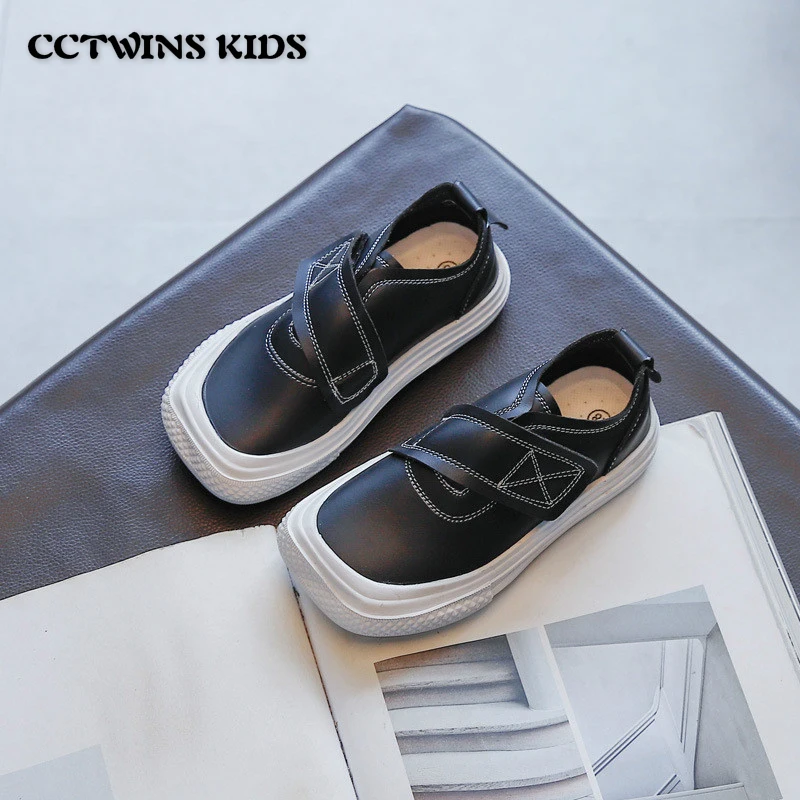 

Kids Shoes 2021 Autumn Boys For Girls Fashion Casual Sneakers PU Black Brand Children Shoes Solid Soft Thick Sole Platform Black
