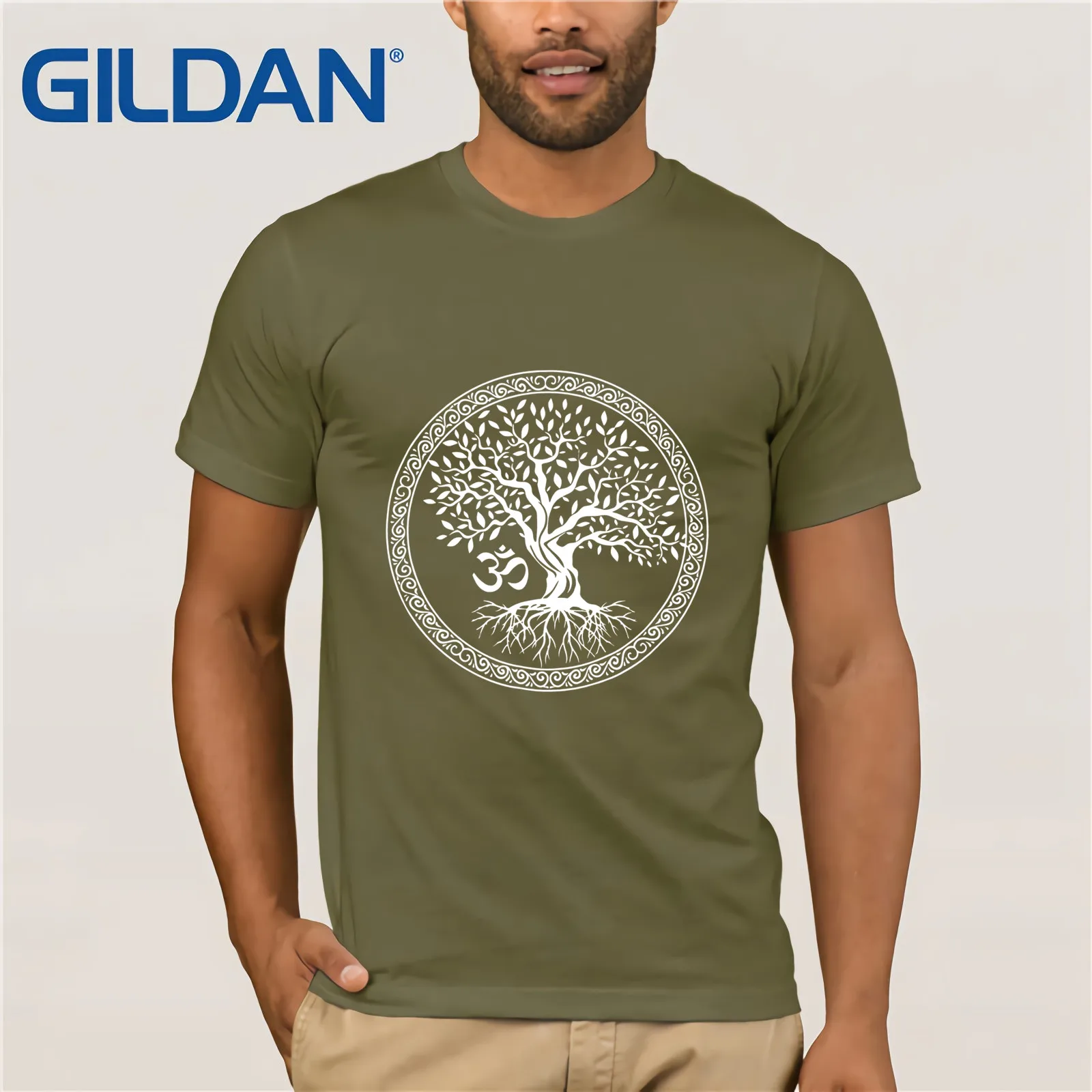 Мужская футболка с коротким рукавом Tree Of Life With Om символ йоги лето 2019 | одежда