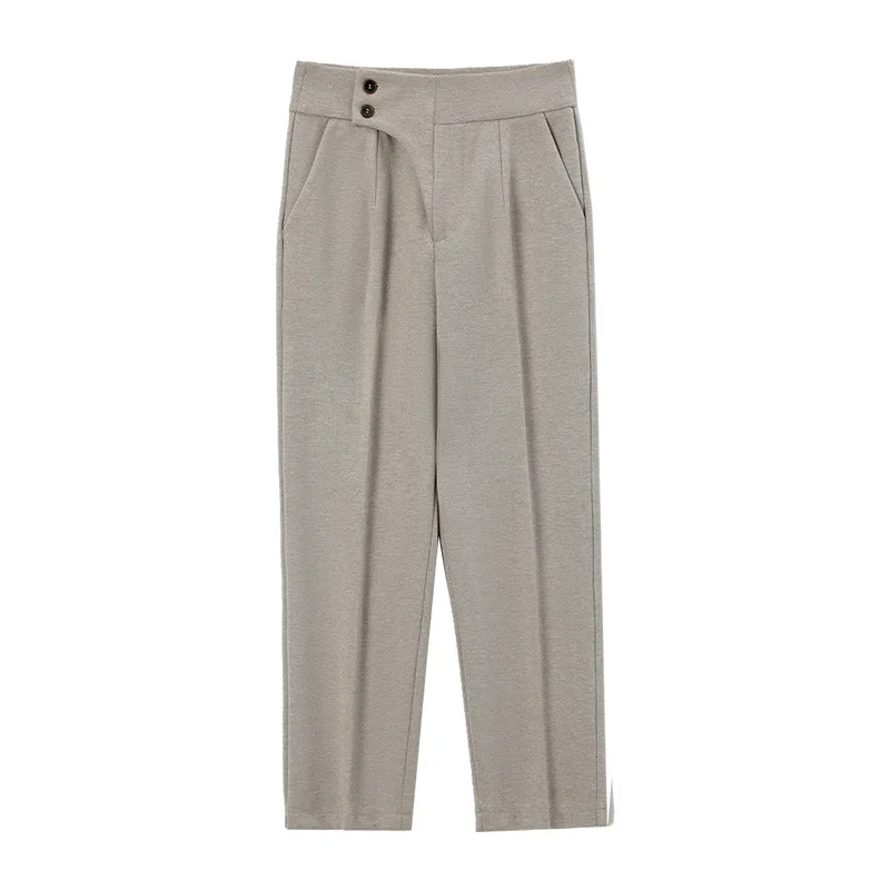 

women's pants 2020 new nine point Harem Pants women's autumn and winter high waist straight pipe woolen suit pants