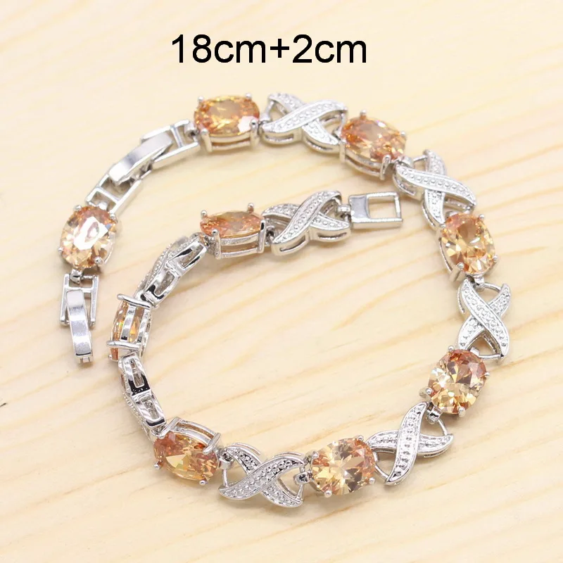 Женский комплект свадебных украшений серебряное ожерелье серьги браслет