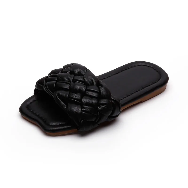 

2021 Summer Kids Girl Shoes Slippers Slip-On Solid Round Toe Fashion Sweet Flat Heels Non-slip Cute Slippers