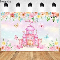 mocsicka happy birthday photography background castle butterfly flowers decoration props baby shower photo backdrop studio