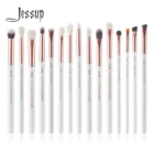 Jessup Профессиональный набор кистей для макияжа  Набор кистей  Подводка для глаз Тени для век 15шт Жемчужно-белыйрозовое золото