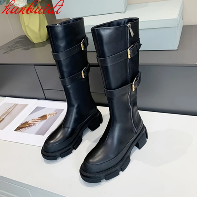 

Женские осенние длинные ботинки, модные рыцарские ботинки на молнии, ботинки челси из натуральной кожи, универсальные тонкие ботинки на пла...