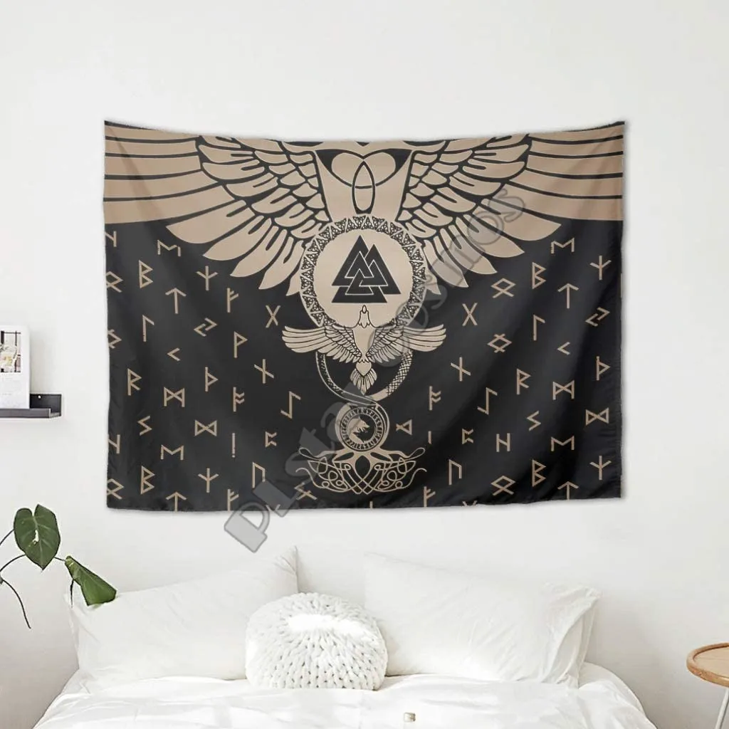 PLstar Cosmos Tapestry Viking Tattoo 3D Printing Tapestrying Rectangular Home Decor Wall Hanging Decoration Style-01 | Дом и сад