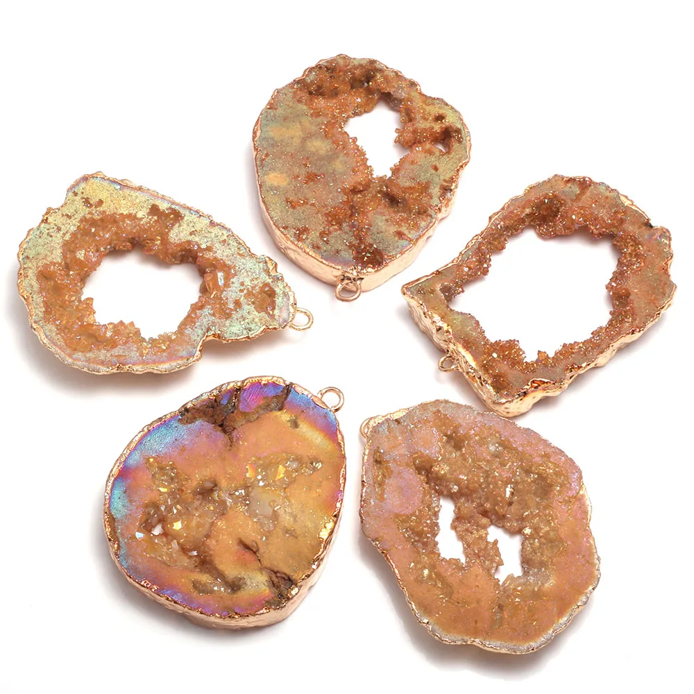 

Natural Stone Agates Crystal Pendants Charms Yellow Jewelry DIY Accessories Necklaces Earring Gifts Size 30-35mm /40-45mm