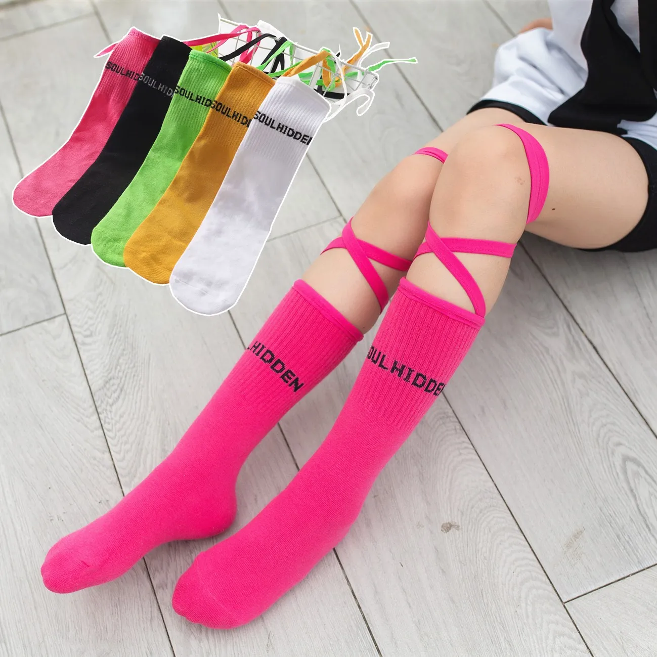 

Chirdren's Socks For Girls Knee High Long Kids Socks Cross Lacing Wholesale Socks New Fashion Cotton Autumn