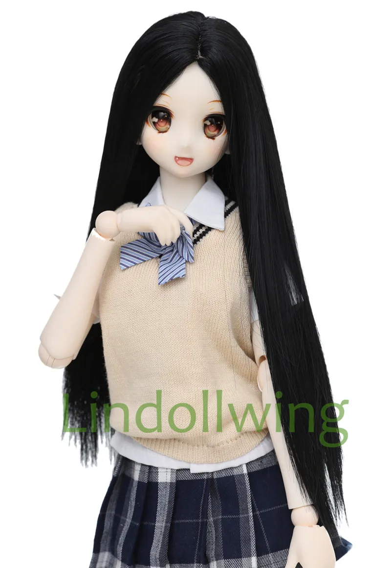 1/3 парик для шарнирной куклы Pullip Dal DD SD LUT Dollfie кукол 8-9 дюймов длинный черный 4B |