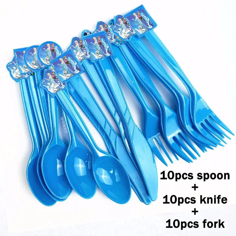 10Spoon10Fork10Knive 24 шт. Дисней Замороженные Эльза и Анна торт Топпер бумажная вставка баннер чашка торт обертка выпечки свадьба день рождения украшения - Цвет: 10Spoon10Fork10Knive