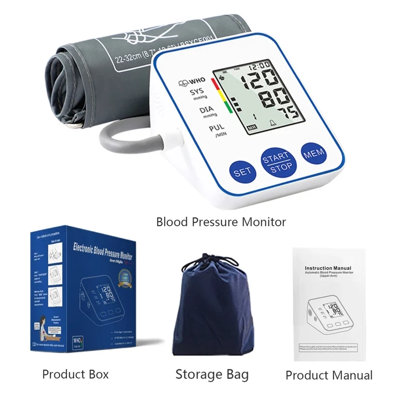 

Medical Automatic Electric Tonometer Digital LCD Screen Rechargeable Blood Pressure Monitor English Voice Or Nor