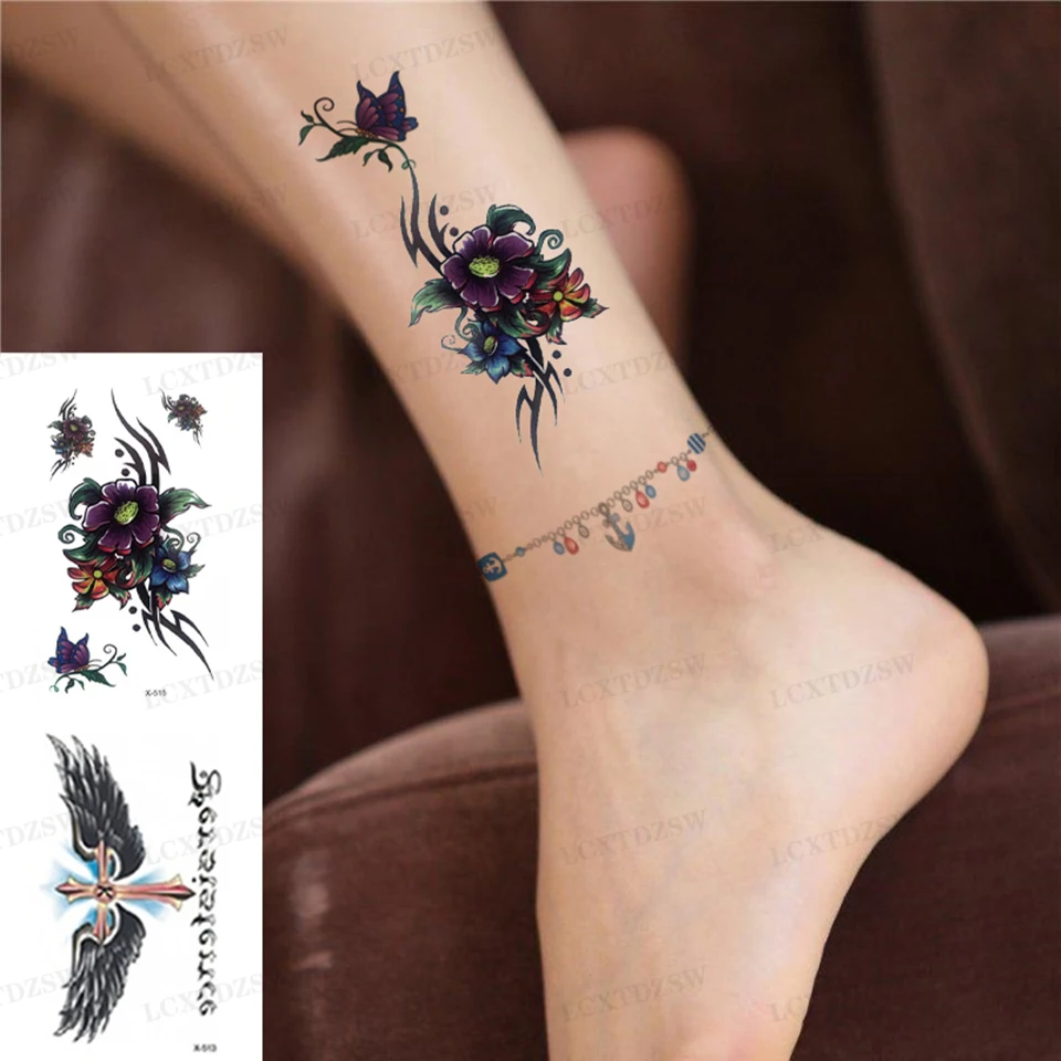 Waterproof Black Infinity Tattoo Women Body Hand Art Drawing Butterfly Temporary Tattoo Stickers Men Finger Tattoo Small Size