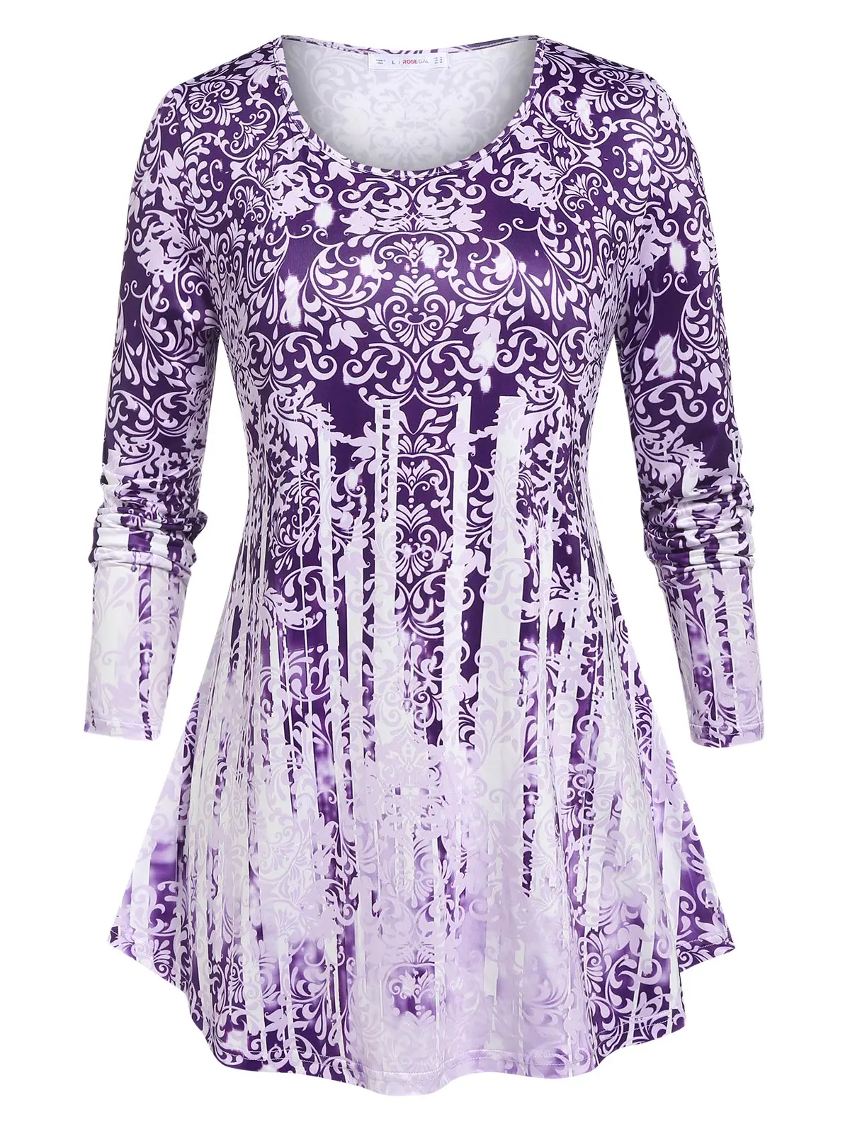 Осенняя повседневная женская футболка с этническим принтом длинным рукавом