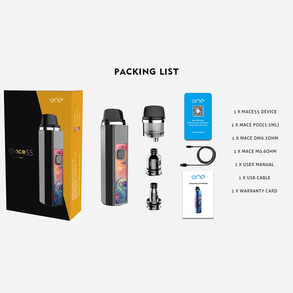 Оригинальная электронная сигарета onevape mace55 pod встроенная батарея 1500 мА · ч