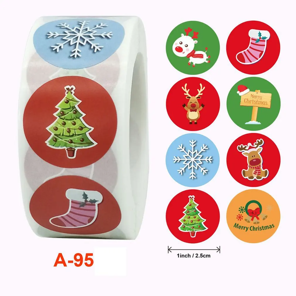 

500pcs/Roll 8 Designs Merry Christmas Thank You Stickers Seal Labels for Envelope Cards Gift Package Scrapbooking