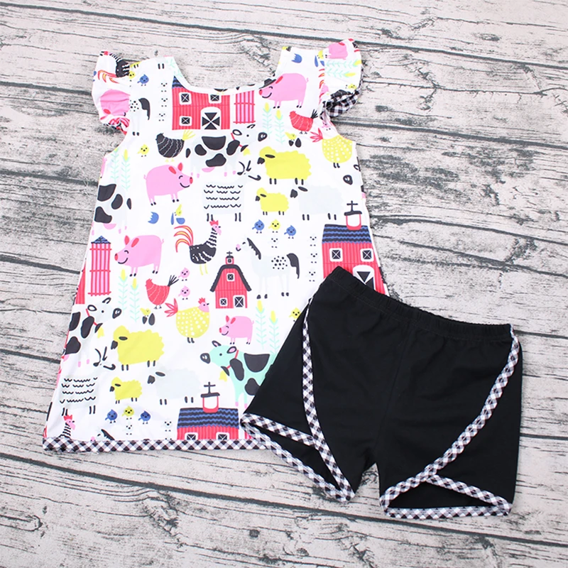 

Baby summer outfit 2 pieces baby clothing set clothes farm pattern short pants toddler baby kid