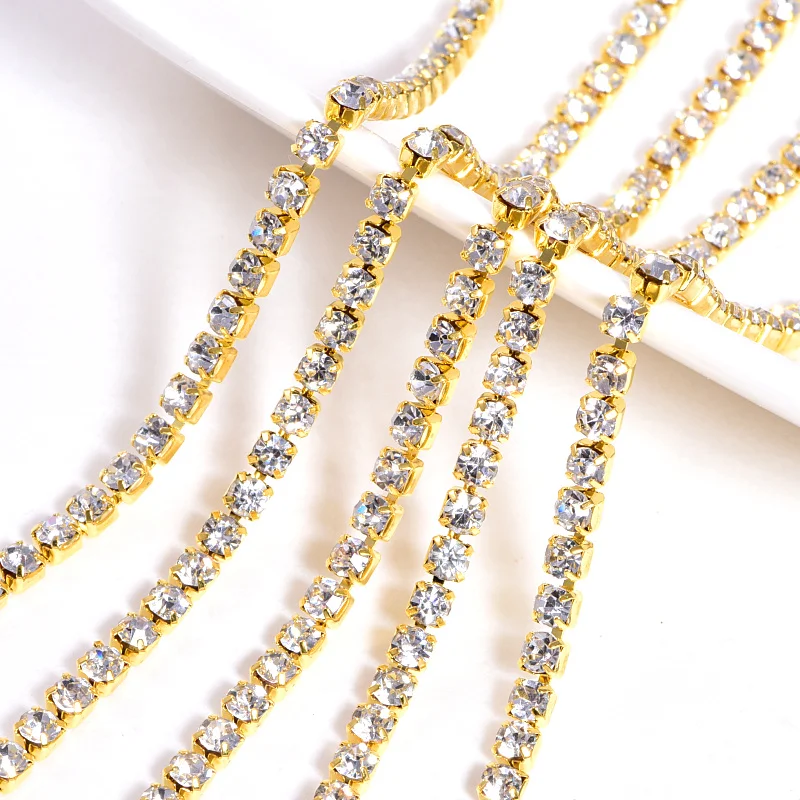 10 ярдов/рулон стразы с кристаллами AB блестящие цепочки для пришивания аксессуары