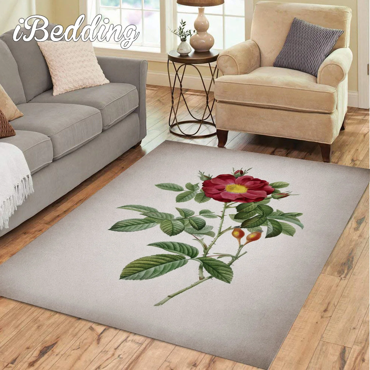 Цветущий коврик с рисунком красной розы Портленда для гостиной напольные