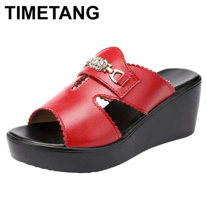 

TIMETANG Women's Wedge Sandals Platform Backless Peep Toe Slip On High Heel Mules Slides