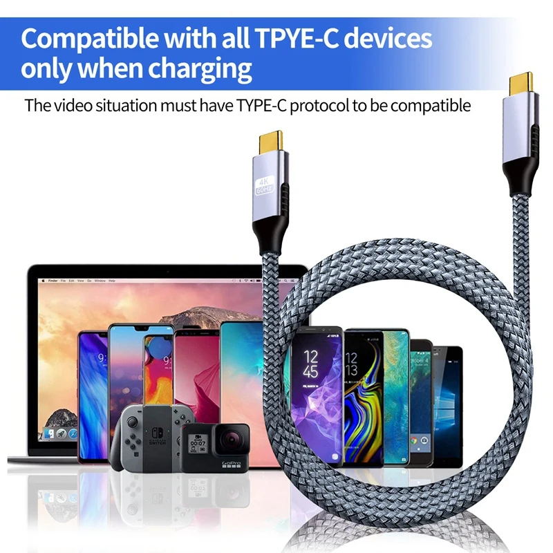 TYPE-C to Cable 4K@60HZ Male Adapter 100W USB 2.0 Audio Video Transmission Charger Data 2 M | Компьютеры и офис