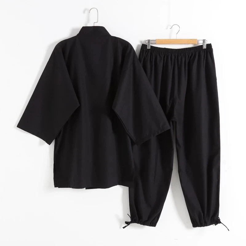 Пижама-кимоно Jinbei мужская из 100% хлопка юката Самурай ниндзя монахи одежда для