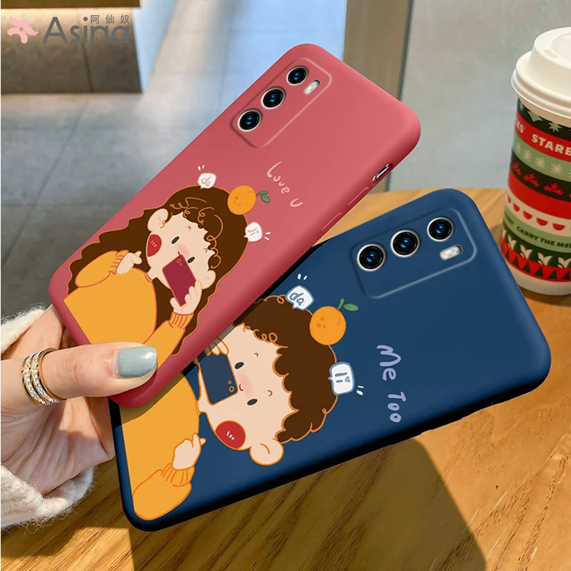 

ASINA Liquid Silicone Case For Huawei P40 P30 P20 P Smart 2019 S Cover Cartoon Bumper Couple Cases For Nova3 3i 5t Girl Coque