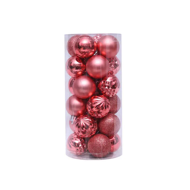 

24Pcs Set Christmas Ball Ornaments Tree Glitter Balls Bauble Hanging Decor Home Party New Year Pendant Xmas Decorations 4cm