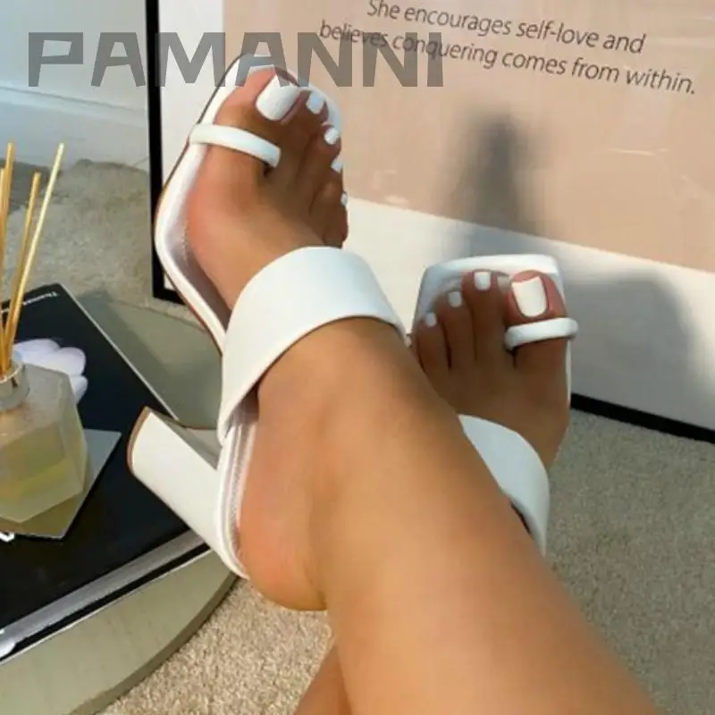 Босоножки женские PAMANNI из искусственной кожи на толстом высоком каблуке с