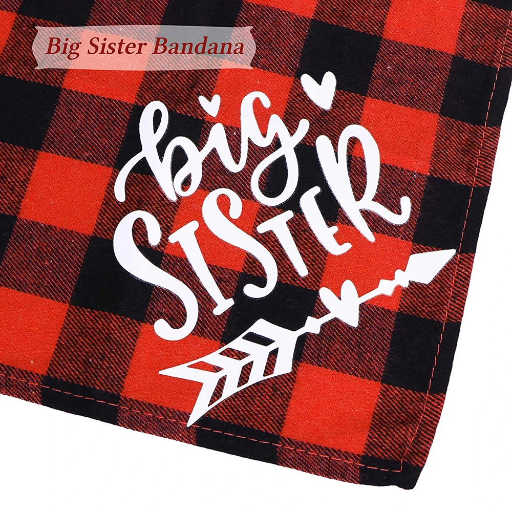 Большая сестра брат Собака Бандана Buffalo Плед треугольник шарф объявление