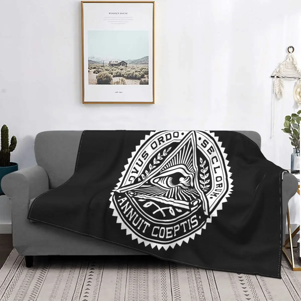 

Illuminati Eye Pyramid Mason Annuit Coeptis-Manta a cuadros, colcha para cama