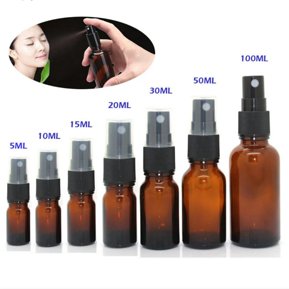 

5-100ml Amber Glass Spray Bottles for Essential Oils, Small Empty Glass Spray Bottle for Aromatherapy, Fine Mist Spray Cosmetic