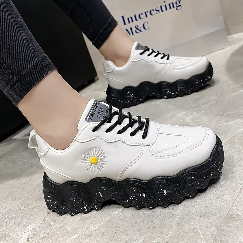 

Spring Vulcanized Shoes Mixed Color Casual Shoes Lace Up Chunky Sneakers Women Shoes Woman Snake Print Ladies Flats Plus Size 42