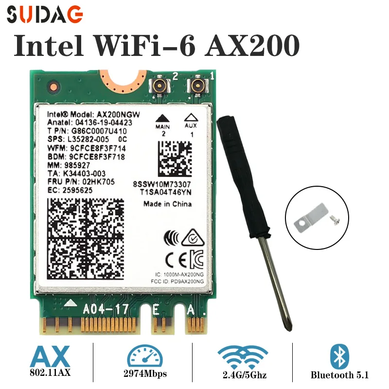 Беспроводной M.2 Wifi 6 Intel AX200 2974 Мбит/с Bluetooth 5 0 Wlan 802.11ax MU MIMO NGFF Wi Fi карта AX200NGW