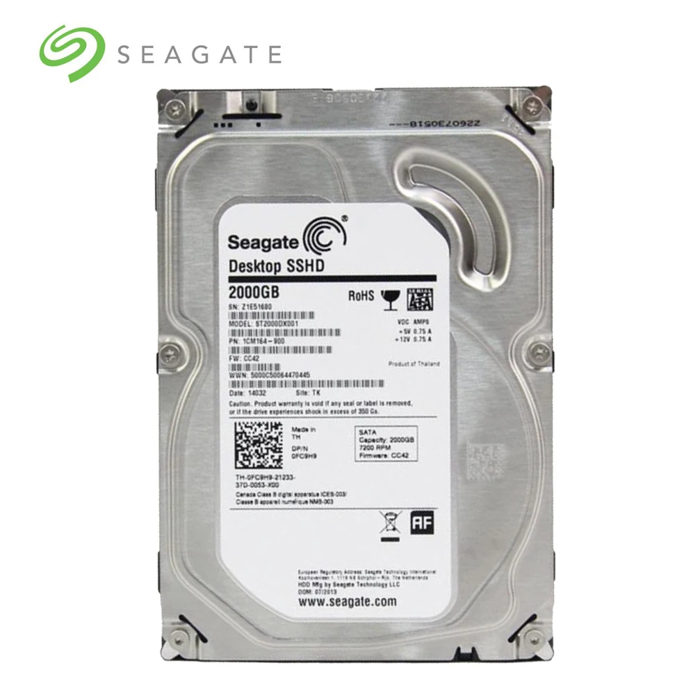 Seagate 2 ТБ Настольный игровой SSHD (твердотельный гибридный диск) SATA 6 ГБ/сек. 64 Мб 2000