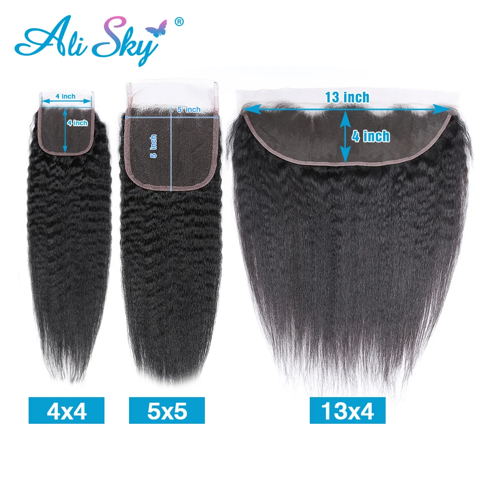 

Kinky Straight 20 22inch 13x4 Lace Frontal Only 4x4 5x5 Lace closures Only 100% Real Human Hair Transparent Lace Frontal Remy